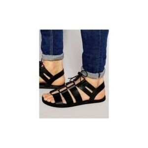 Men's Pattern Leather Sandals ? Black
