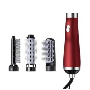 3In1 Ionic Hair Dryer Brush Comb Hair Curler Straightener Curling Straight Styling Hair Dryer-Red