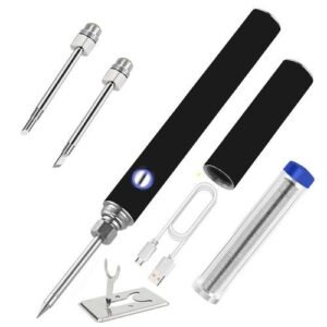 5V USB Battery Soldering Iron Portable Wireless Electric Soldering Iron Rechargeable Cordless Soldering Iron Electric Welding Pen 510 Iron Head