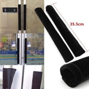 Set Of Two Black Velvet Fabric Refrigerator Oven Door Handle Covers 5.5" X 14"