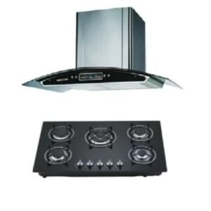 Restpoint 5 Burner Glass Built-In Gas Hob + Wall Mounted Charcoal
