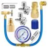 Refrigerator Freon Recharge Hose with Gauge Kit R134A R12 R22,with BPV31 Piercing Tap Valve,for A/C Refrigerant System
