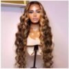 20inch_Bodywave Brown Lace  Wig With Honey Blonde Highlight