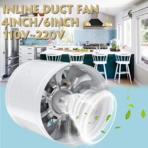 4/6Inch 2800r/ Min Inline Duct Fan Booster Air Cooling Vent Metal 7 Exhaust Blower White US Plug
