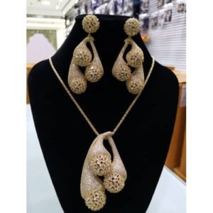 Zirconia Female Quality Diamond Iced Gold Jewelry Necklace & Ear Ring
