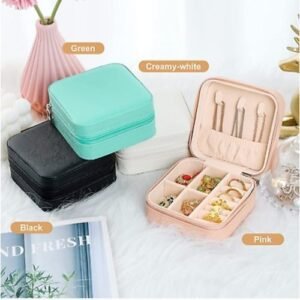 Portable Jewelry Storage Box Women Travel Storage Organizer Candy Colour Jewelry Case PU Leather Organizer Earring Ring Holder