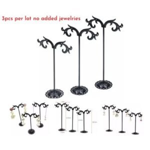 3pcs Black Jewelry Display Iron Stand For Earring Bangle Pendant