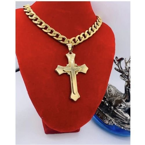 Nice Stainless Steel Cuban Neck With Cross Pendant