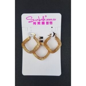 Sunbelle 3 Pieces Zirconia Gold Plated Rhombus Shaped Jewelry Set