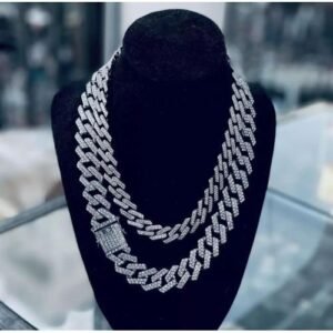 Exotic Elegance Silver Sophisticated Diamond Iced Steel Necklace Sets