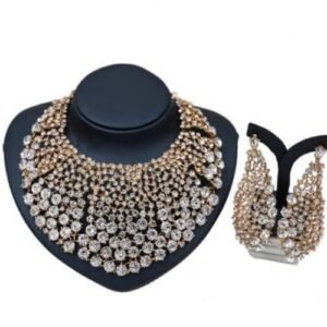Golden Necklace And Earrings Bride Jewelry Set