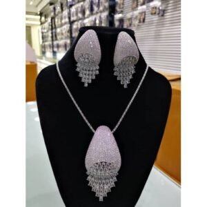 Zirconia Classic Quality Diamond  Iced Silver Jewelry Necklace & Ear Ring