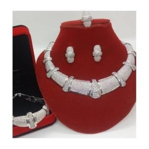 Ladies Elegant Costume Jewelry Set - Silver Color