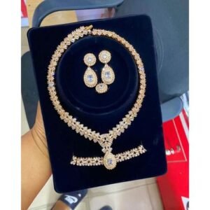 Gold Best Original Quality & Luxury Non Fading Women's 4in1 Zirconia Jewelry Set