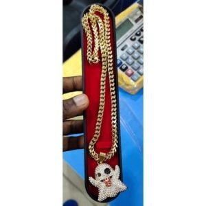 Nice Stainless Steel Chain With Ice Tedy Pendant
