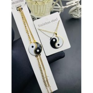 1set Yin Yang Couple Necklace Unisex Bestfriends Paired Pendantand Bracelets