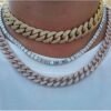 Exotic Authentic Sophisticated Diamond Iced Silver/Gold Necklace Chain