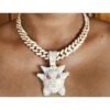 Iced Out Cuban Link Choker With Clown Pendant Gold