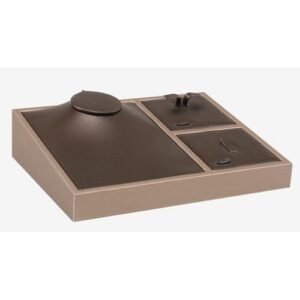 Qulaity Faux Leather Ring Necklace Earrings Jewelry Display Tray Showcase Set Jewellery Organizer For Bague Colar Stand Holder