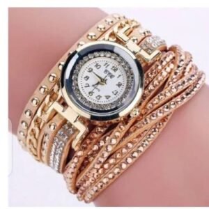 Women Diamond Alloy Wing Pendant Circle Bracelet Watch
