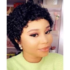 Ladies Short Jerry Curl Hair Wig - Black