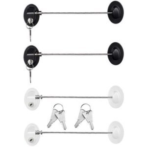 4 Pack Refrigerator Door Lock With Keys Adhesive Fridge Freezer Door Lock File Drawer Lock For Child Safety And Privacy, Black A