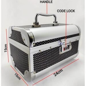 24X15cm Two Steps Diamond Crystalline Black Classic Design Jewelry Cosmetics Organizer Case Storage Box With Security Lock