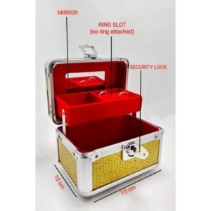 Diamond Crystalline Gold Classic Design Jewelry Cosmetics Organizer Case Storage Box With Security Lock