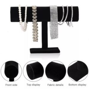 Black Velvet Bracelet Chain Watch T-Bar Rack Jewelry Velvet Display Stand Holder Jewelry Organizer