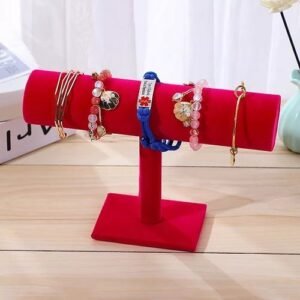 Red Velvet Bracelet Chain Watch T-Bar Rack Jewelry Velvet Display Stand Holder Jewelry Organizer