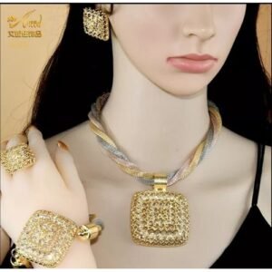 African Colourful Beads Jewelry Set Dubai Bride Wedding Luxury Choker Necklace Indian Charm Bracelet