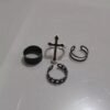 4pcs Round Metal Adjustable Black Ring Set