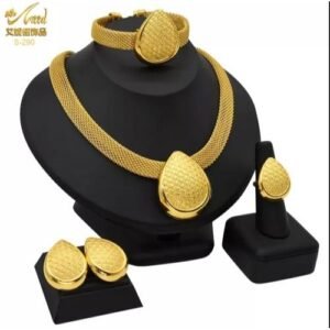 African Fashion Necklace Jewelry Set For Women Indian Gold Plated Choker Jewellery Sets