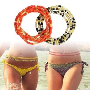 2Pcs Bohemian Beaded African Waist Jewelry Colorful