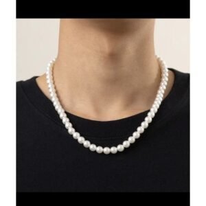 UNISEX FRESH WATER PEARL NECKLACE ROUND WHITE PEARL