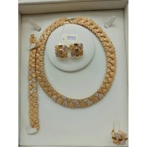 Simple Gold Jewelry Set With Necklace Earring Bangle And Ring