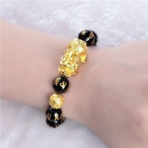 Unisex Feng Shui Black Obsidian Wealth Bracelet Men / Ladies Bracelet