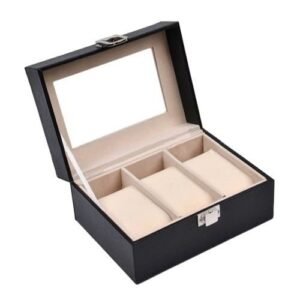 3 Slot Leather Watch Box Display Case Organizer