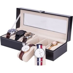 6 Pieces Slot Luxury Pu Leather Watch Box/Storage Box/ Display Box