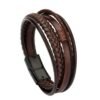 Classic Men Unisex Leather  Layer Bracelet-Black/Brown