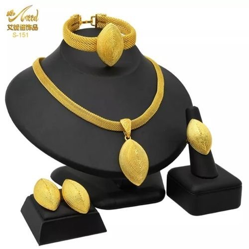 Indian Jewelry Luxury Necklace African Jewelry Set Gold Colour Wedding Bridal Collection Sets For Women