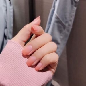 Nude And Peach Short Ombre Gradient Press On Nails With Kit