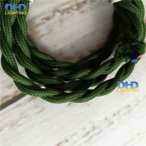 12meters Fabric Braided Green Wire Dark 2*0.75 Vintage