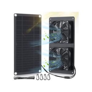 Solar Panel Fans Kit, 10W DC 12V Solar Panel Powered Dual Fa