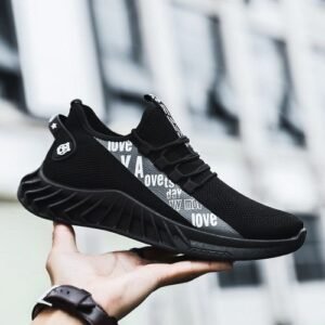 Men'S Simple Casual Men Jogging Shoes - Running Canvas - Black Sneakers