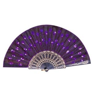 Art Fan Plastic Bone @D Crafts Fan Accessory Carved Summer Feather Hand Tail Decor Embroidery Folding Home Peacock Print Sequins