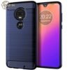 Lenuo Carbon Fiber Bumper Phone Case For Motorola Moto G7 / G7 Plus Back Cover Coque - Blue