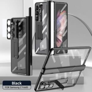 Case For Samsung Galaxy Z Fold 5 Magnetic Hinge With Bracket & Pen Holder, Built In Screen & Camera Lens Protector Cover