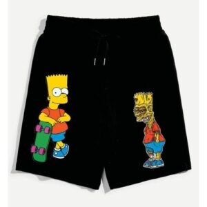 Jones Wears Bart Simpson Printed Casual Short Black