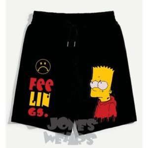 Jones Wears Simpson Feelings Printed Casual Short Black
